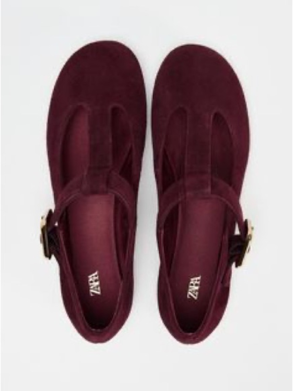 Zara Wine Suede Mary Jane Flats with Buckle 8